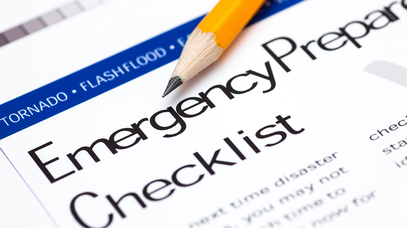 Emergency Preparedness Checklist with pencil